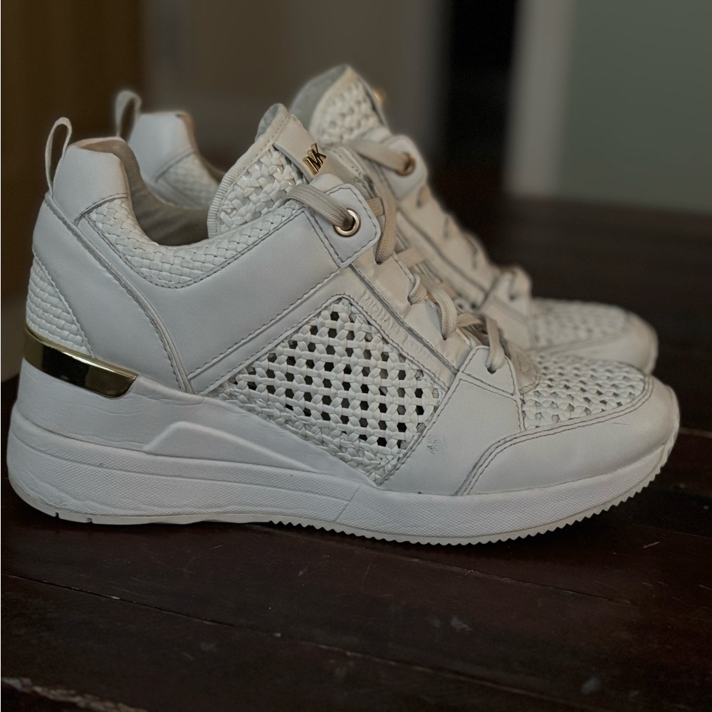 Michael Kors Georgie Leather Woven Trainer